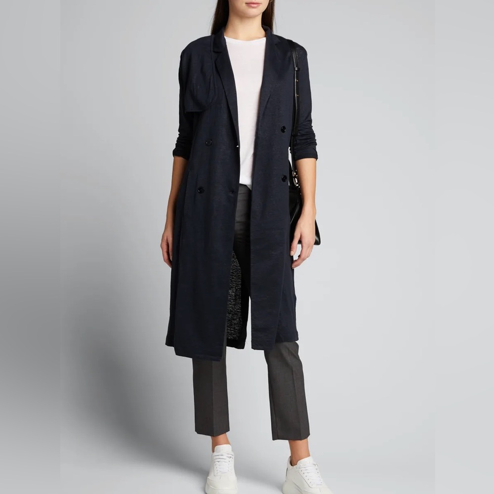 MAJESTIC FILATURES Linen Trench Coat in Beige